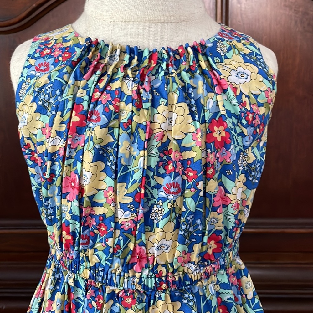 Gingersnaps Girls Floral Peasant Top Size 6 Blue Liberty Print Boutique Blouse